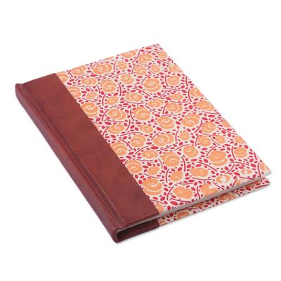 'Handcrafted Floral Leather-Accented Journal from India'