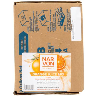 Narvon 3 Gallon Bag in Box Orange Juice Syrup