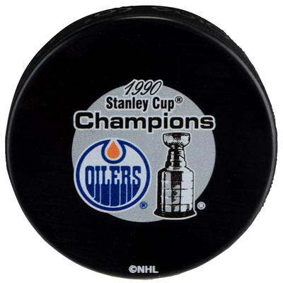 Edmonton Oilers Unsigned 1990 Stanley Cup Champions Logo Hockey Puck