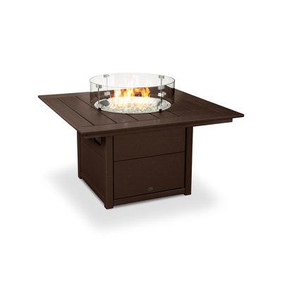 POLYWOOD® Polyresin Propane Natural Gas Fire Pit Table in Brown White, Size 23.75 H x 42.5 W x 42.5 D in | Wayfair CTF42SMA