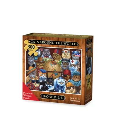 DOWDLE PUZZLES Multi Color Cats Around the World Puzzle