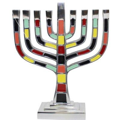 Ben and Jonah Lamp Lighters Ultimate Judaica Menorah Pewter in Blue/Gray/Red | 9.5 H x 10 W x 4 D in | Wayfair MGW-MN600