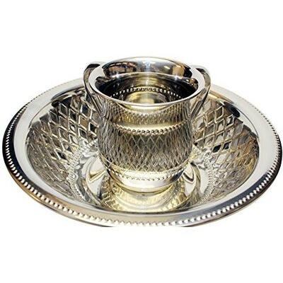 Ben and Jonah Ultimate Judaica 2 Piece Washing Cup Set Stainless Steel in Gray | 5.5 H x 12 W x 3 D in | Wayfair MGW-#WBS25-WC11711&WB11713