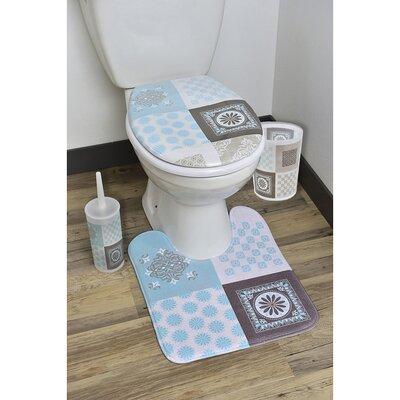 Evideco Faience Print Plastic Toilet Brush & Holder Set Free Standing Plastic in Blue | 13.78 H x 3.94 W x 3.94 D in | Wayfair 6600497