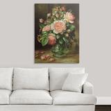 Lark Manor™ Alexica English Elegance Roses in a Glass ' Oil Painting Print | 24 H x 18 W x 1.5 D in | Wayfair 6A7D6532CCED408EBC4BDCD82769E587