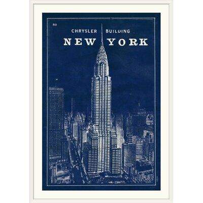 17 Stories 'Blueprint Map Chrysler Building' by Sue Schlabach Graphic Art Print in Blue/White | 44 H x 32 W x 1 D in | Wayfair