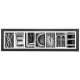 Imagine Letters Inc. Welcome - Picture Frame Panoramic Textual Art Print on Paper in Black/Gray | 10 H x 34.5 W x 0.6 D in | Wayfair 7BL