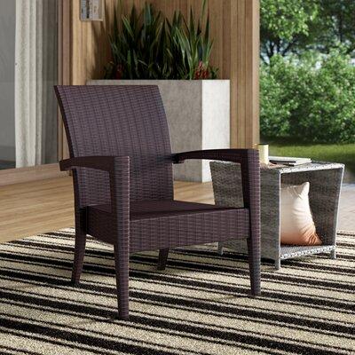 Mercury Row® Kassiopeia Patio Chair w/ Cushions Wicker/Rattan in Black/Brown | 34.5 H x 27.5 W x 30.5 D in | Wayfair MCRR6913 29761463