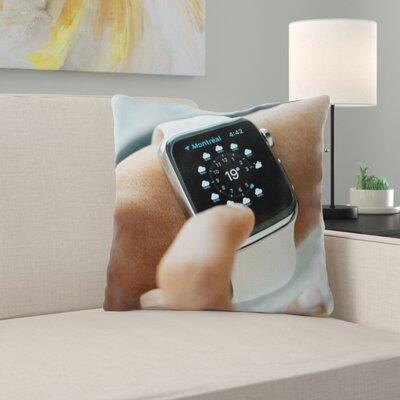East Urban Home Smart Watch Throw Pillow Polyester/Polyfill/Microsuede in Brown, Size 18.0 H x 18.0 W x 3.0 D in | Wayfair