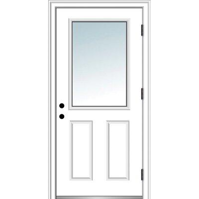 Verona Home Design Clear Glass Primed Prehung Front Entry Door Metal in White, Size 80.0 H x 36.0 W x 1.75 D in | Wayfair ZW364601L