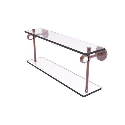 Red Barrel Studio® Margolis Two Tiered Glass Wall Shelf Glass/Metal in Brown, Size 9.2 H x 22.0 W x 5.6 D in | Wayfair