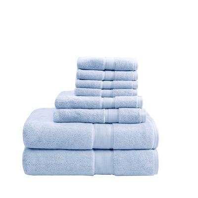 Madison Park Signature 800GSM 100% Cotton 8 Piece Towel Set in Light Blue - Olliix MPS73-198