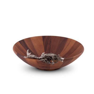 Vagabond House Sea & Shore Salad Bowl w/ Pewter Crab Wood in Brown/Red, Size 4.5 H x 16.0 W x 16.0 D in | Wayfair O212CL