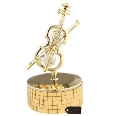 Matashi Crystal Violin Music Box Figurine Metal in Yellow | 4.75 H x 3 W x 2.75 D in | Wayfair CTMG0126