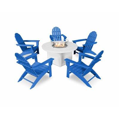 POLYWOOD® Vineyard Adirondack 6-Piece Chat Set w  Fire Pit Outdoor Table Plastic | Wayfair PWS415-1-10362