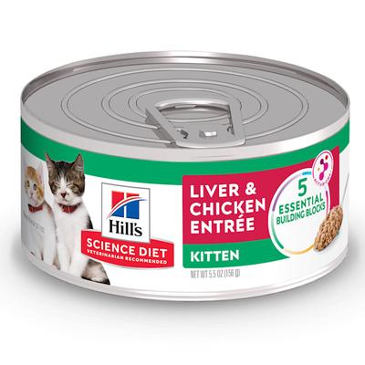 Science Diet Kitten Liver & Chicken Entree Canned Food, 5.5 oz., Case of 24, 24 X 5.5 OZ