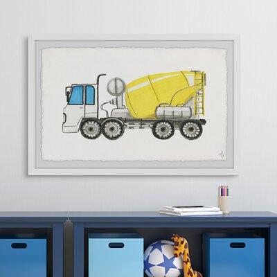 Isabelle & Max™ Geraldine Concrete Mixer Truck Framed Art Paper in Black/Blue/Yellow | 8 H x 12 W x 1.5 D in | Wayfair