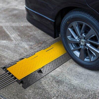Pyle Cable Protector Cover Ramp, Rubber in Black/Yellow | 2 H x 31.5 W x 16.1 D in | Wayfair PCBLCO106