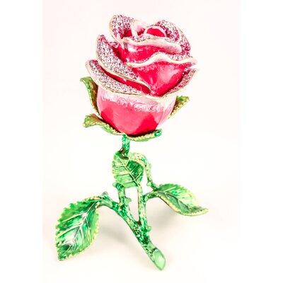 Ciel Collectables Stand up Rose Trinket Box Metal/Wire in Green/Pink | 1.25 H x 2 W x 2 D in | Wayfair 1054649A