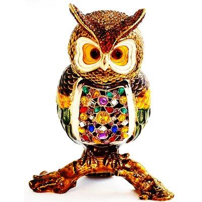 Ciel Collectables Big Owl on Branch Trinket Box Metal/Wire in Black/Brown/Orange | 5.5 H x 4.25 W x 3.25 D in | Wayfair 1013777