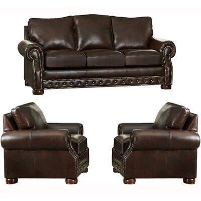 Canora Grey Pelaez 3 Piece Leather Living Room Set Genuine Leather in Brown, Size 40.0 H x 86.0 W x 37.0 D in | Wayfair