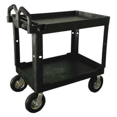 ZORO SELECT 52TV57 Utility Cart with Deep Lipped & Flush Plastic Shelves,