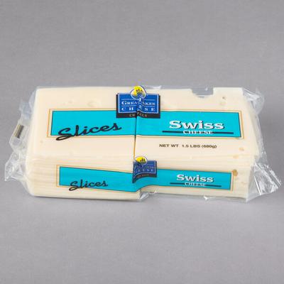 Great Lakes Cheese 1.5 lb. Swiss Cheese Slices - 6/Case
