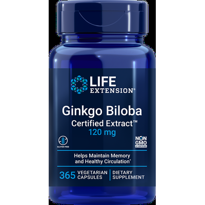 Ginkgo Biloba Certified Extract™, 120 mg, 365 vegetarian capsules