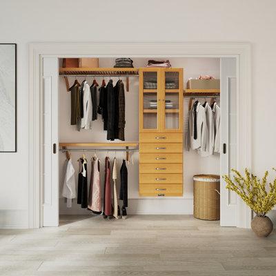 John Louis Home Solid Wood Reach-In Closet System w/ 6-Drawers & Glass Doors Solid Wood in Black/Brown | 12 D in | Wayfair JLH-346