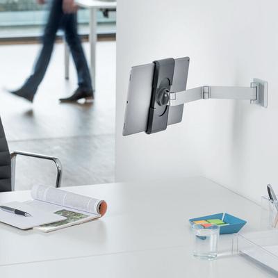 Durable 893423 Silver Metal Wall-Mount Tablet Holder with Swinging Arm