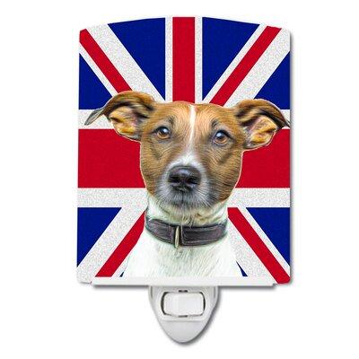 Caroline's Treasures Jack Russell Terrier w/ English Union Jack British Flag Ceramic Night Light Ceramic in Red | 6 H x 4 W x 3 D in | Wayfair