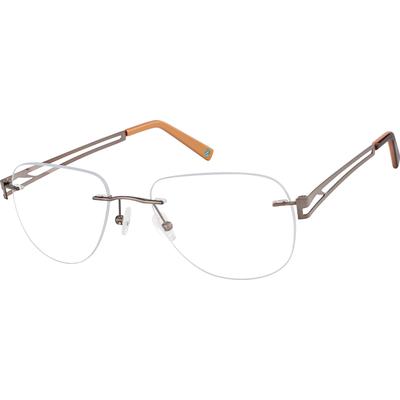 Zenni Lightweight Aviator Rimless Prescription Glasses Brown Titanium Frame