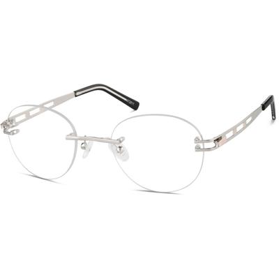 Zenni Men's Lightweight Round Rimless Prescription Glasses Silver Stainless Steel Frame