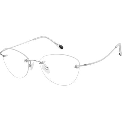 Zenni Women's Lightweight Rimless Prescription Glasses Silver Titanium Frame