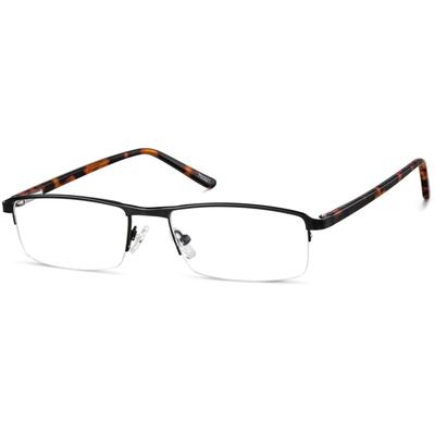 Zenni Men's Classic Rectangle Prescription Glasses Half-Rim Black Plastic Frame