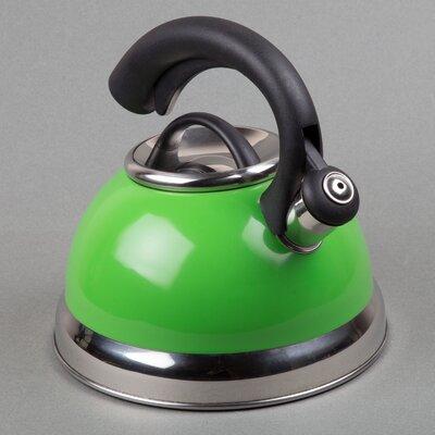 Creative Home 2.6 qt. Stainless Steel Whistling Stovetop Kettle Stainless Steel in Green | 8.5 H x 9.5 W x 9.5 D in | Wayfair 77039
