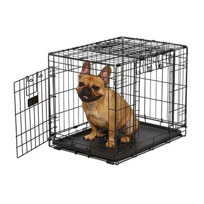 Midwest Ovation Trainer Double Door Dog Crate, 25" L X 18" W X 20" H, Small, Black
