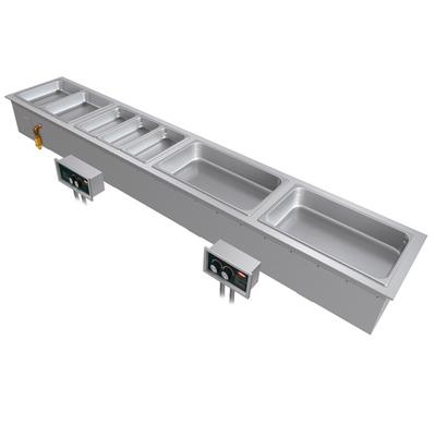 Hatco HWBI-S4MA Slim Four Compartment Modular / Ganged Drop In Hot Food Well with Manifold Drain, Auto-Fill, and Split Configuration - 240V, 3 Phase, 4815W