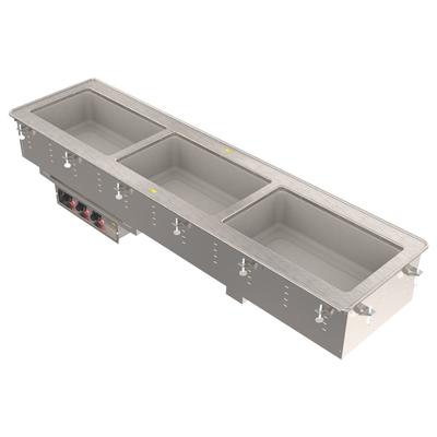 Vollrath 3664530 Modular Drop In Four Compartment Short Side Hot Food Well with Infinite Controls, Manifold Drain, and Auto-Fill - 120V, 2500W