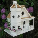 Home Bazaar Fledgling Series Flower Pot Cottage 9 in x 7.5 in x 6.5 in Birdhouse Wood in White, Size 9.0 H x 7.25 W x 6.5 D in | Wayfair HB-9095WS