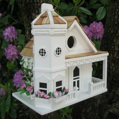 Home Bazaar Fledgling Series Flower Pot Cottage 9 in x 7.5 in x 6.5 in Birdhouse Wood in White | 9 H x 7.25 W x 6.5 D in | Wayfair HB-9095WS