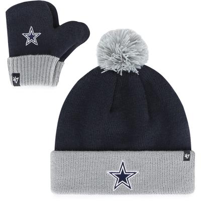 Toddler '47 Navy Dallas Cowboys Bam Cuffed Knit Hat with Pom & Mittens Set