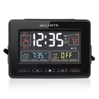 AcuRite Atomic Dual Alarm Clock with USB Charging, Black