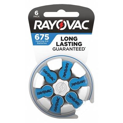 RAYOVAC 675-6 Hearing Aid Battery,Size 675,Blue,PK8