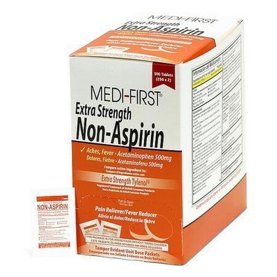 MEDI-FIRST 80413 Extra Strength Non-Aspirin, 500mg, PK500 (250 pks of 2)