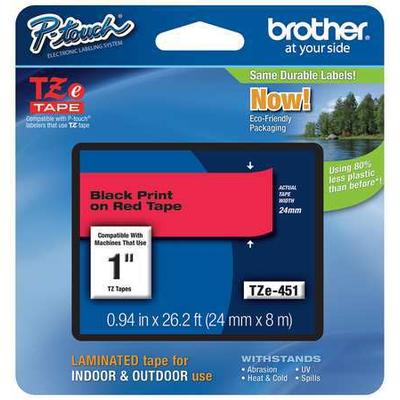 BROTHER TZe451 Adhesive TZ Tape (R) Cartridge 15/16"x26-1/5ft., Black/Red