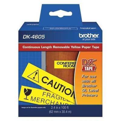 BROTHER DK4605 Removable Label, Black/Yellow, Labels/Roll: Continuous