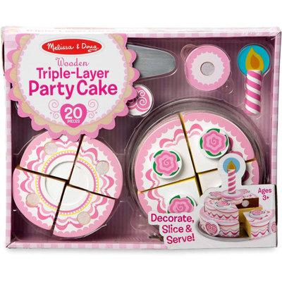 Melissa & Doug Triple-Layer Party Cake Play Food Set in Pink | 13.5 H x 10.5 W x 2.7 D in | Wayfair 4069