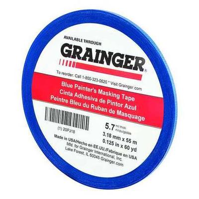 ZORO SELECT 20PJ18 Painters Masking Tape,60 yd.x1/8 in,Blue