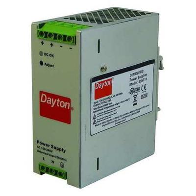 DAYTON 33NT10 Power Supply,DIN Rail,60W,24VDC,Metal
